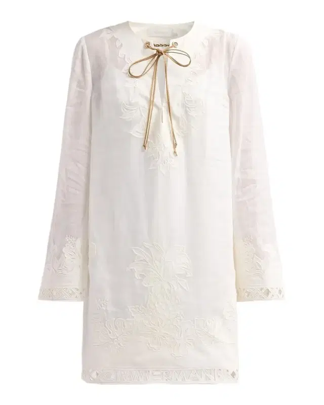Zimmermann Indra Floral Embroidered Tunic Mini Dress