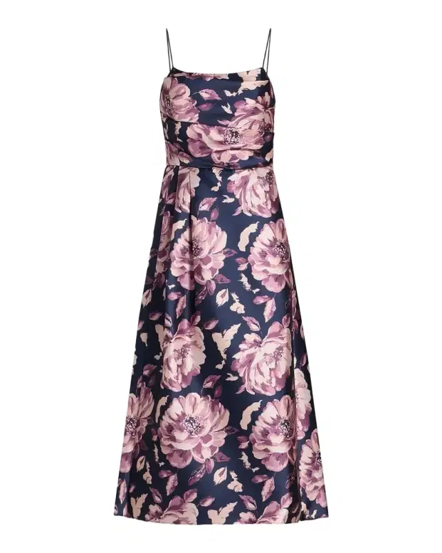 Black Halo Cayetana Floral Satin Midi-Dress