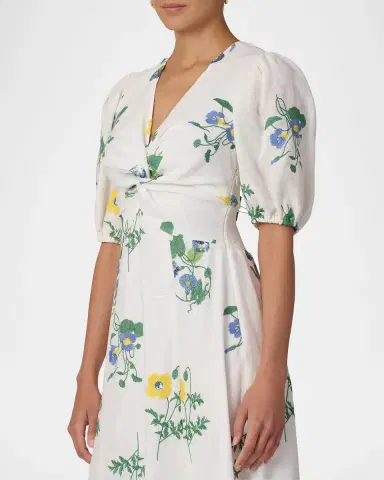 Shoshanna Dodge Printed Knot Midi Dress | Thumbnail 4