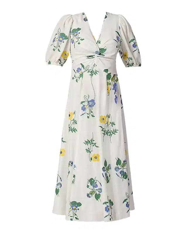 Shoshanna Dodge Printed Knot Midi Dress