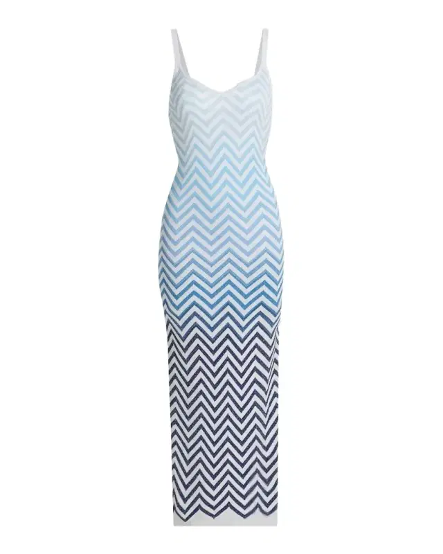 Milly Mica Gradient Zigzag Midi Cover-Up Dress