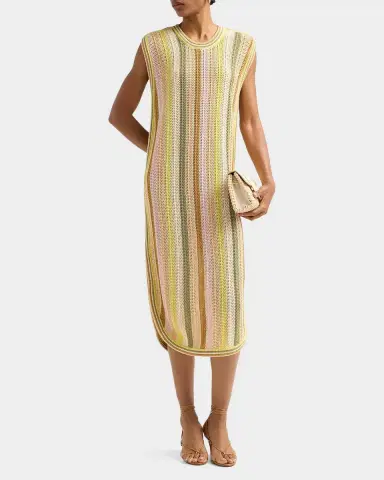 Zimmermann Indra Striped Crochet Cotton Midi Dres | Thumbnail 2 Zimmermann Indra Striped Crochet Cotton Midi Dres | Thumbnail 2