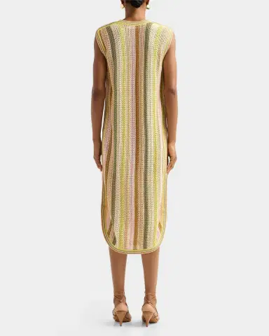 Zimmermann Indra Striped Crochet Cotton Midi Dres | Thumbnail 3 Zimmermann Indra Striped Crochet Cotton Midi Dres | Thumbnail 3