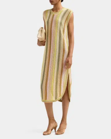 Zimmermann Indra Striped Crochet Cotton Midi Dres | Thumbnail 4 Zimmermann Indra Striped Crochet Cotton Midi Dres | Thumbnail 4