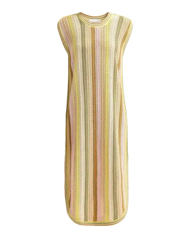 Zimmermann Indra Striped Crochet Cotton Midi Dres