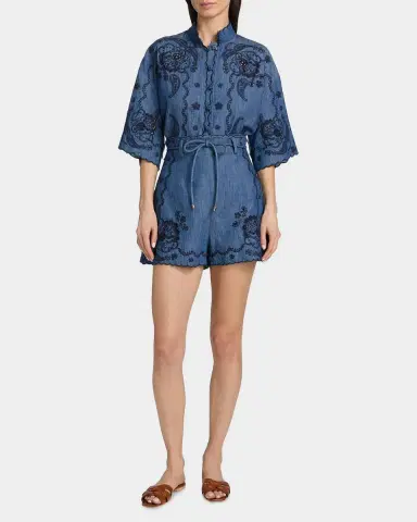 Zimmermann Aster Embroidered Denim Shorts | Thumbnail 2 Zimmermann Aster Embroidered Denim Shorts | Thumbnail 2
