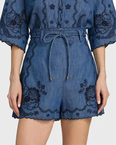 Zimmermann Aster Embroidered Denim Shorts | Thumbnail 4 Zimmermann Aster Embroidered Denim Shorts | Thumbnail 4