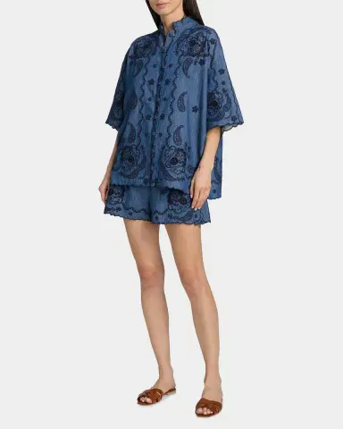 Zimmermann Aster Embroidered Denim Shirt | Thumbnail 2 Zimmermann Aster Embroidered Denim Shirt | Thumbnail 2