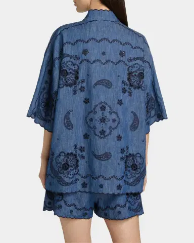 Zimmermann Aster Embroidered Denim Shirt | Thumbnail 3 Zimmermann Aster Embroidered Denim Shirt | Thumbnail 3