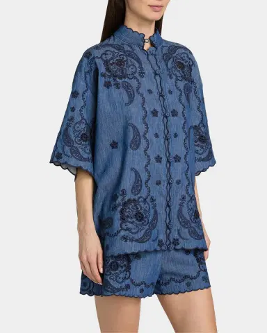 Zimmermann Aster Embroidered Denim Shirt | Thumbnail 7 Zimmermann Aster Embroidered Denim Shirt | Thumbnail 7
