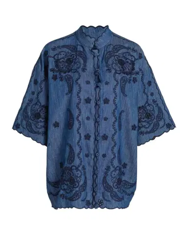Zimmermann Aster Embroidered Denim Shirt | Thumbnail 1 Zimmermann Aster Embroidered Denim Shirt | Thumbnail 1