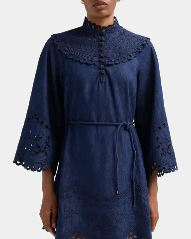 Zimmermann Mahon Broderie Denim Mini Dress | Thumbnail 3 Zimmermann Mahon Broderie Denim Mini Dress | Thumbnail 3