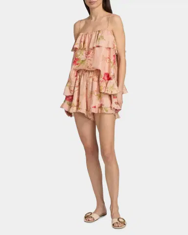Zimmermann Roselight Floral Silk Frill Shorts | Thumbnail 2 Zimmermann Roselight Floral Silk Frill Shorts | Thumbnail 2