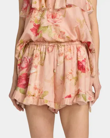 Zimmermann Roselight Floral Silk Frill Shorts | Thumbnail 4 Zimmermann Roselight Floral Silk Frill Shorts | Thumbnail 4