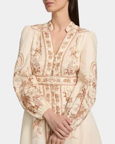 Zimmermann Indra Plunge Linen Midi Dress | Thumbnail 5 Zimmermann Indra Plunge Linen Midi Dress | Thumbnail 5