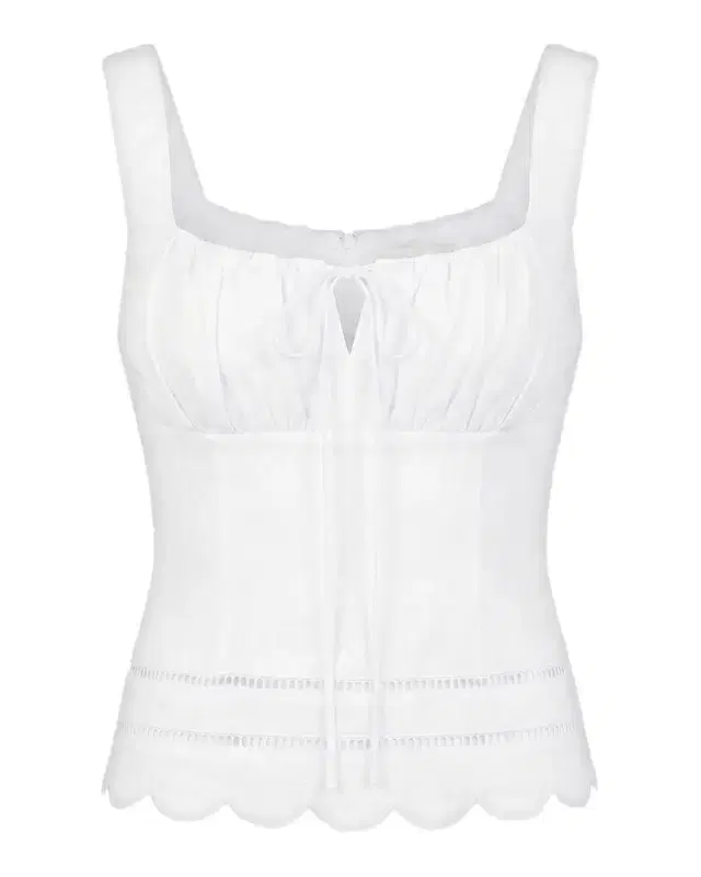 NICHOLAS Ebba Linen Latice-Trim Babydoll Top