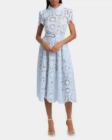 Self-Portrait Floral Lace A-Line Midi Dress | Thumbnail 2
