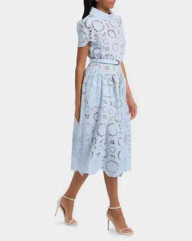 Self-Portrait Floral Lace A-Line Midi Dress | Thumbnail 4