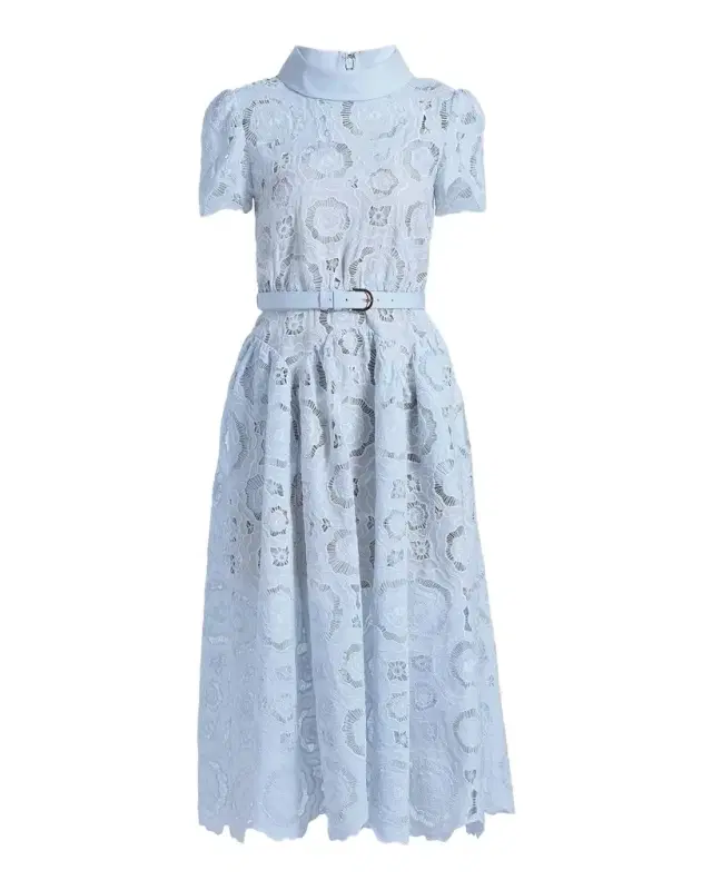 Self-Portrait Floral Lace A-Line Midi Dress