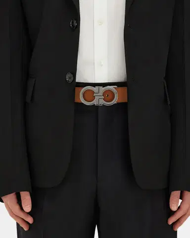Ferragamo Men's Double Adjustable Reversible Leather Belt | Thumbnail 2