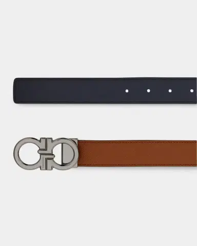 Ferragamo Men's Double Adjustable Reversible Leather Belt | Thumbnail 3