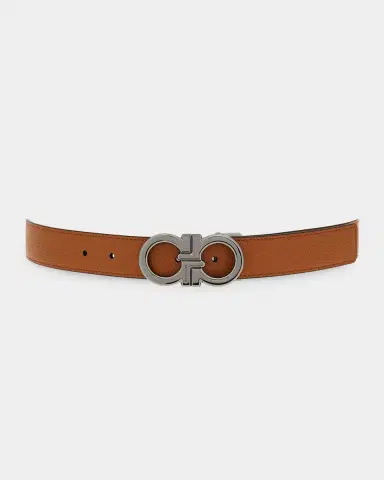 Ferragamo Men's Double Adjustable Reversible Leather Belt | Thumbnail 4