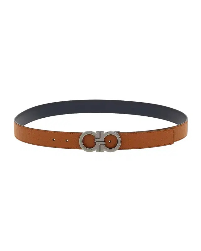 Ferragamo Men 's Double Adjustable Reversible Leather Belt