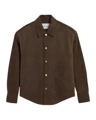 AMI PARIS Men's Suede Button-Front Overshirt | Thumbnail 1