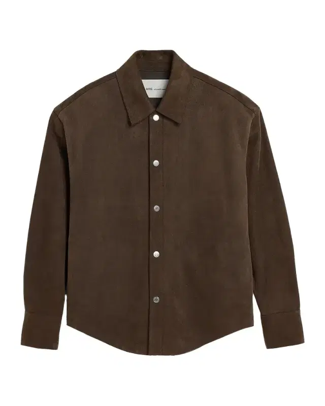 Ami Paris Men 's Suede Button-Front Overshirt