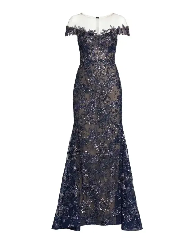 Mac Duggal Embellished Lace Trumpet Gown