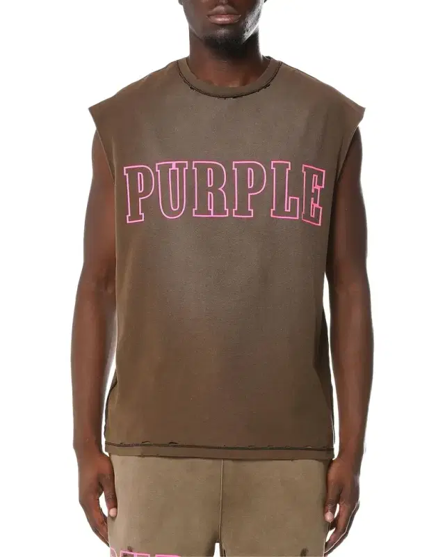 PURPLE Men 's Logo Textured Jersey Tank