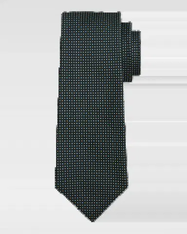 Kiton Men's Woven Micro-Geometric Silk Seven-Fold Tie | Thumbnail 2 Kiton Men's Woven Micro-Geometric Silk Seven-Fold Tie | Thumbnail 2