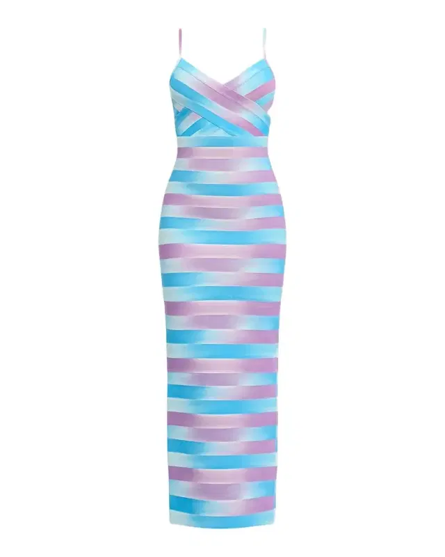 Herve Leger The Cara Ombré Stripe Gown