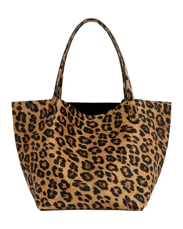 Everyday Soft Leopard-Print Calf Hair Tote Bag