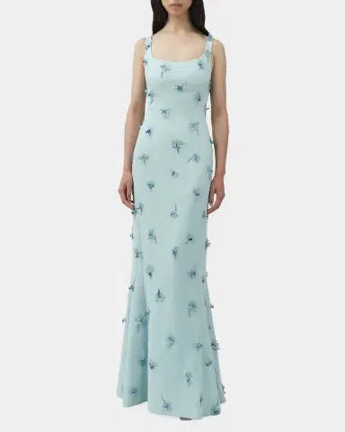 Simkhai Briella 3D Floral Beaded Trumpet Gown | Thumbnail 4 Simkhai Briella 3D Floral Beaded Trumpet Gown | Thumbnail 4