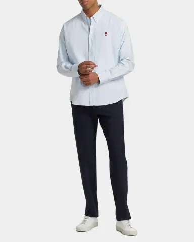AMI PARIS Men's Classic Striped Wool Oxford Shirt | Thumbnail 2 AMI PARIS Men's Classic Striped Wool Oxford Shirt | Thumbnail 2