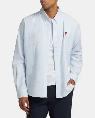 AMI PARIS Men's Classic Striped Wool Oxford Shirt | Thumbnail 4 AMI PARIS Men's Classic Striped Wool Oxford Shirt | Thumbnail 4
