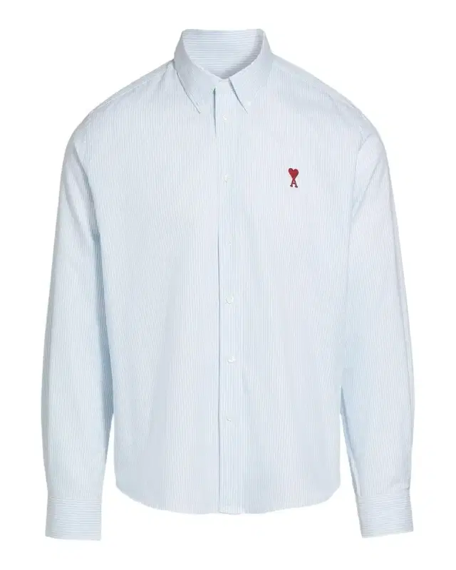 Ami Paris Men 's Classic Striped Wool Oxford Shirt