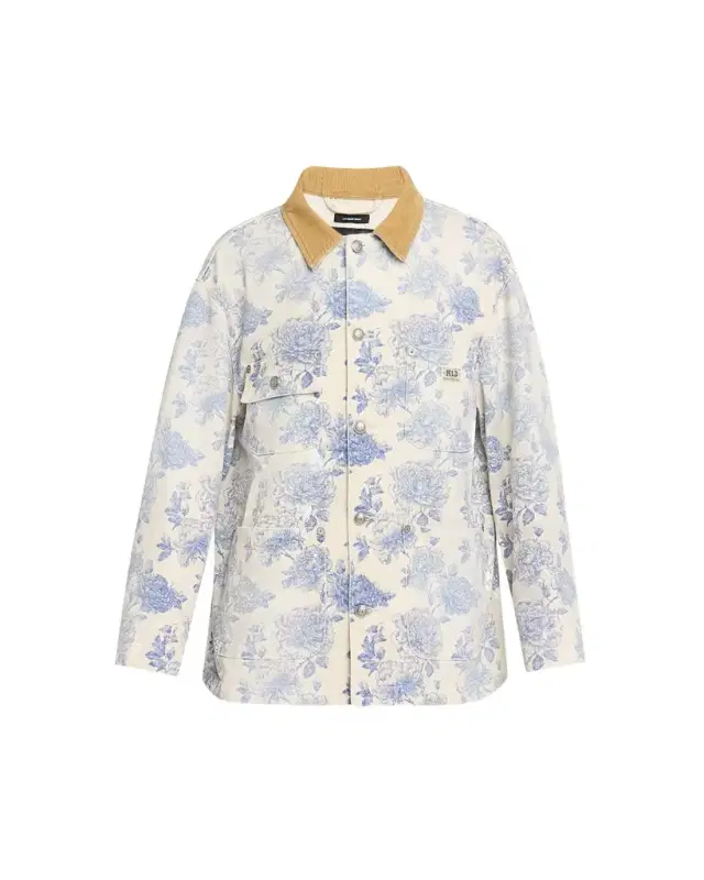 R13 Corduroy-Collar Toile Cotton Chore Jacket