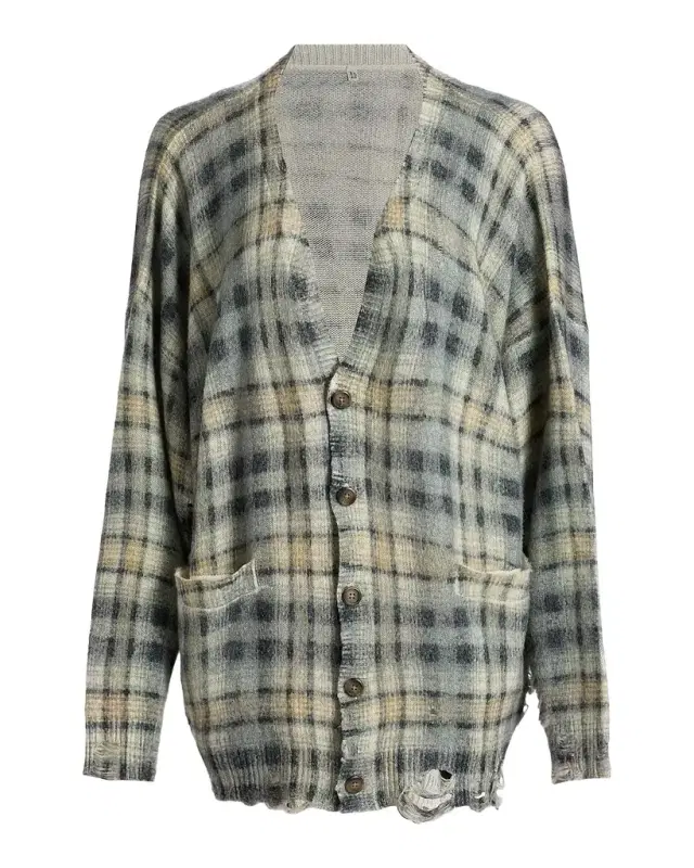 R13 Plaid Wool-Cashmere Oversized Cardigan