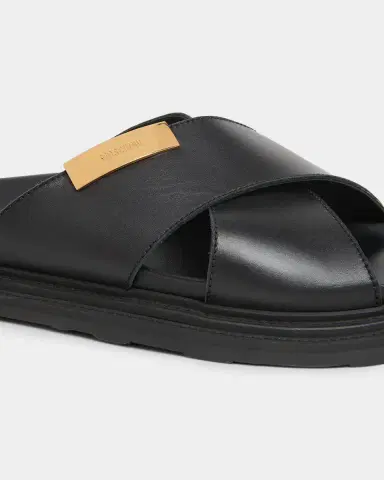 Moschino Men 's Logo Leather Sandals | Thumbnail 4 Moschino Men 's Logo Leather Sandals | Thumbnail 4