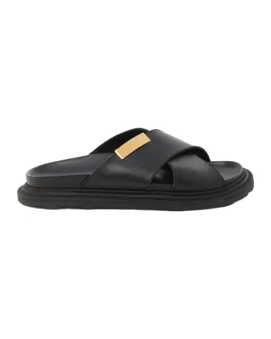 Moschino Men 's Logo Leather Sandals | Thumbnail 1 Moschino Men 's Logo Leather Sandals | Thumbnail 1