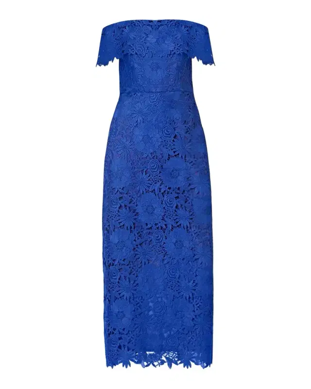Shoshanna Avril Floral Lace Sheath Maxi Dress