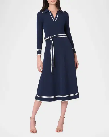 Shoshanna Malia Tie-Waist A-Line Midi Dress | Thumbnail 2
