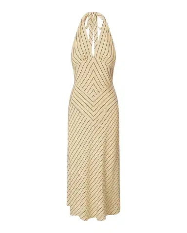 Staud Louise Striped Silk Halter Midi Dress | Thumbnail 1 Staud Louise Striped Silk Halter Midi Dress | Thumbnail 1