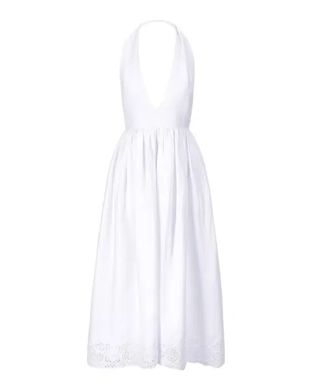 STAUD Grazia Linen Halter Midi Dress