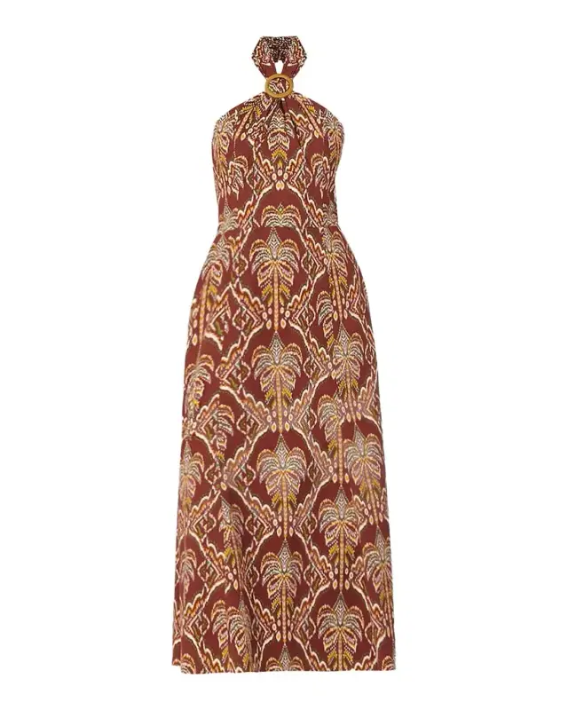 Shoshanna Lainey Tropical Stretch-Cotton Midi Dress