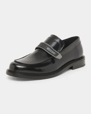MOSCHINO Men's Logo Leather Slip-On Loafers | Thumbnail 2