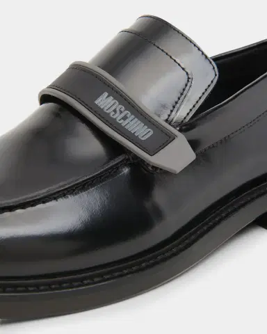 MOSCHINO Men's Logo Leather Slip-On Loafers | Thumbnail 4