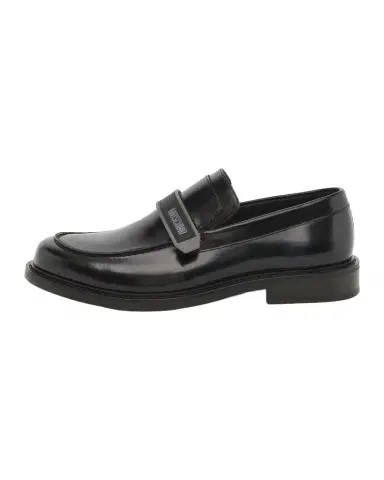 MOSCHINO Men's Logo Leather Slip-On Loafers | Thumbnail 1